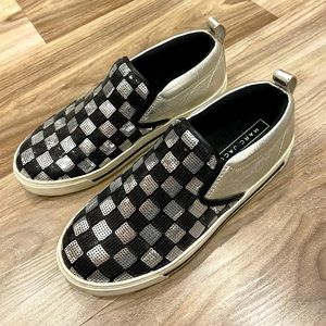 Marc Jacobs Mercer Leather & Sequin Slip On Sneakers Black Silver Size 36, US 6